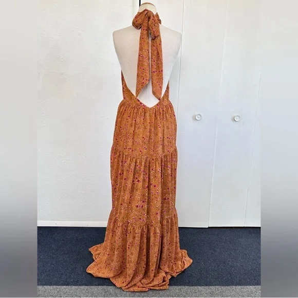 Orange Floral Halter Maxi Dress LoveShackFancy Isabel marant LoveShackFancy - Picture 4 of 9